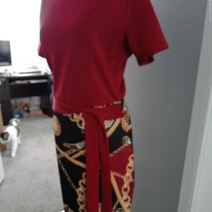 Red multi colored dress